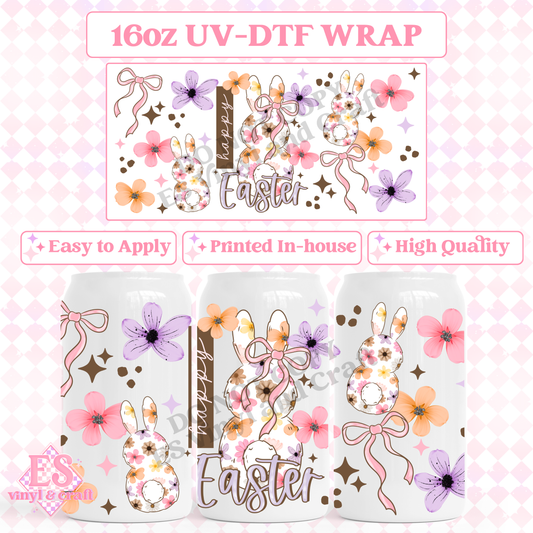 Happy Easter - 16oz Beer Can / Libbey UV-DTF image 0