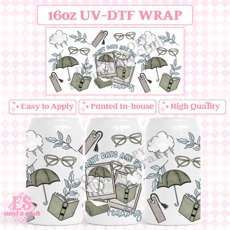 Rainy Days - 16oz Beer Can / Libbey UV-DTF Transfer image 0