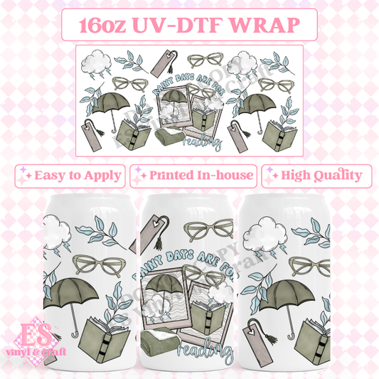 Rainy Days - 16oz Beer Can / Libbey UV-DTF Transfer image 0