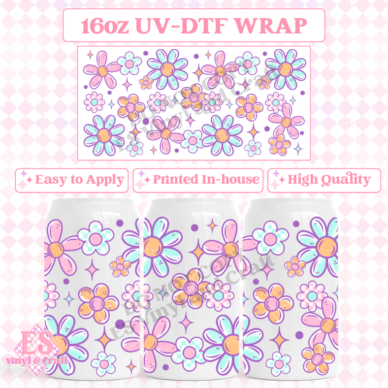 Florals - 16oz Beer Can / Libbey UV-DTF Transfer image 0
