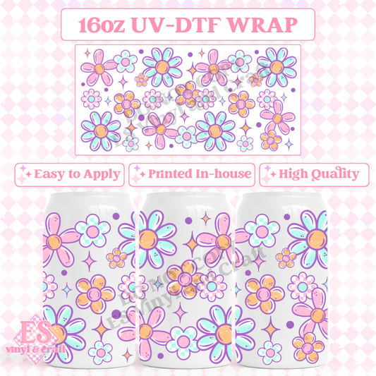 Florals - 16oz Beer Can / Libbey UV-DTF Transfer image 0
