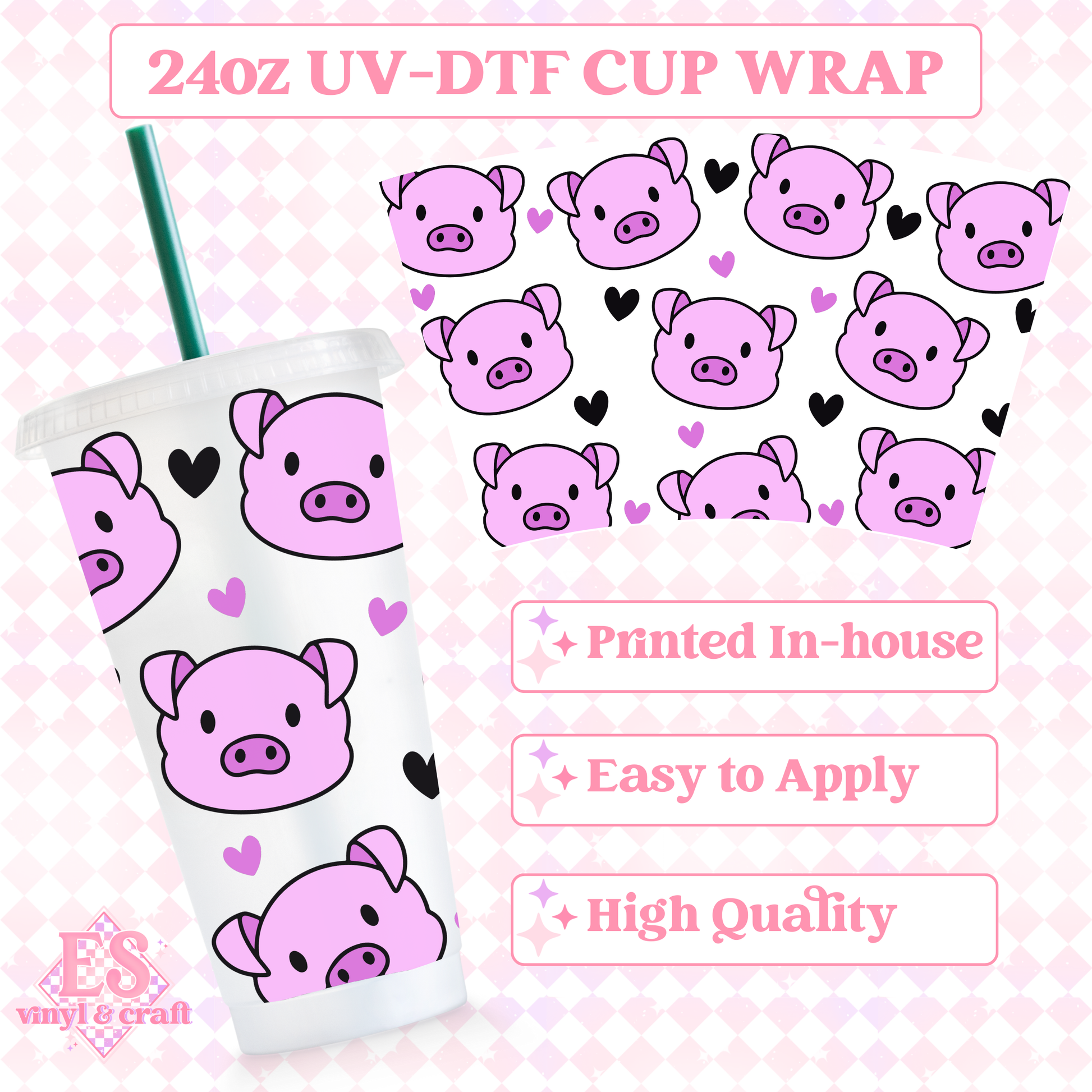 Piggies - UVDTF 24oz Cold Cup Wrap image 0