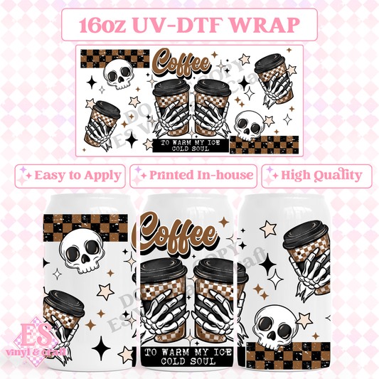 Coffee Skellies - 16oz Beer Can / Libbey UV-DTF image 0