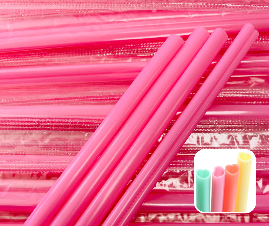 Heart Shaped Straw Pink image 0