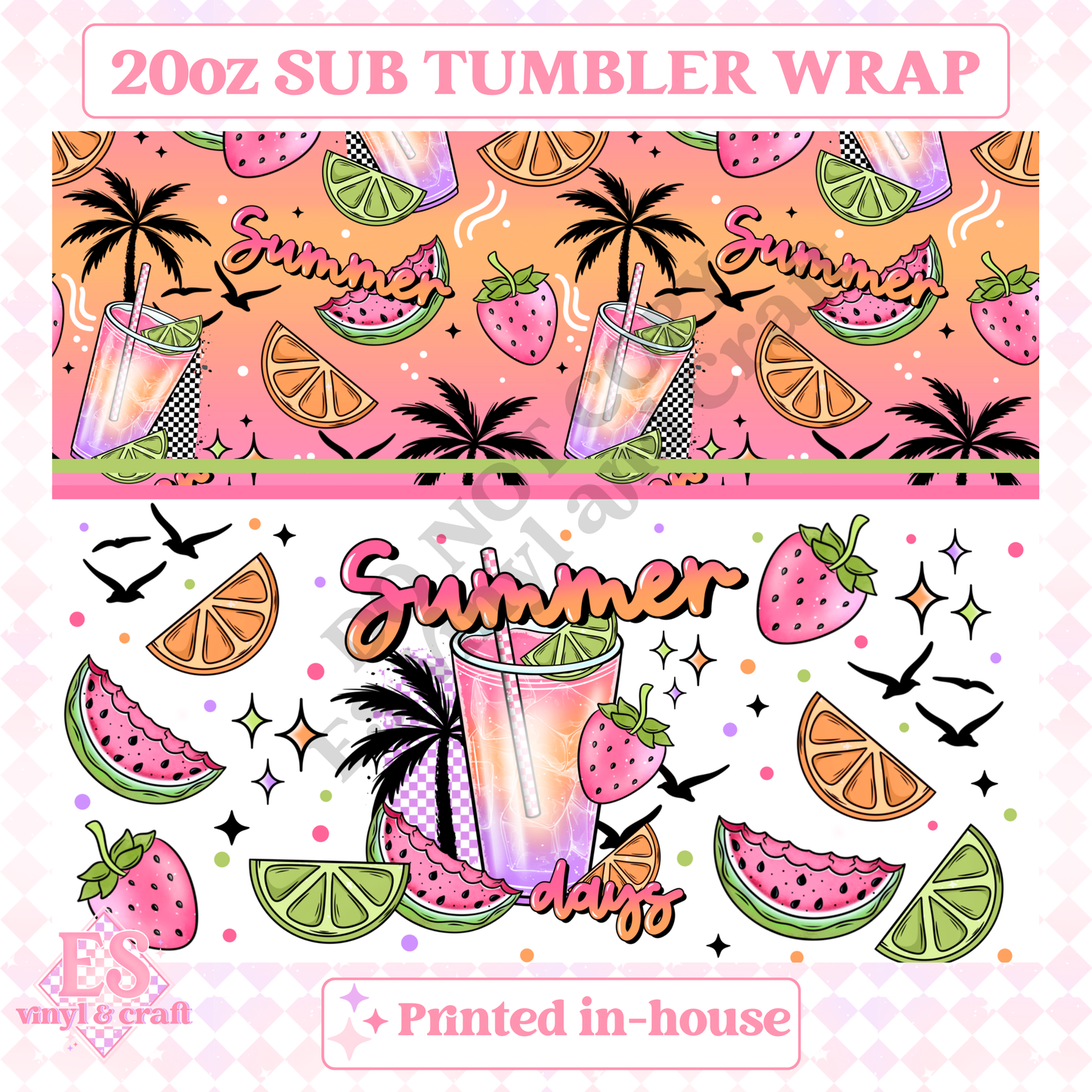 Summer Days - Full 20oz Tumbler Sublimation Print image 1