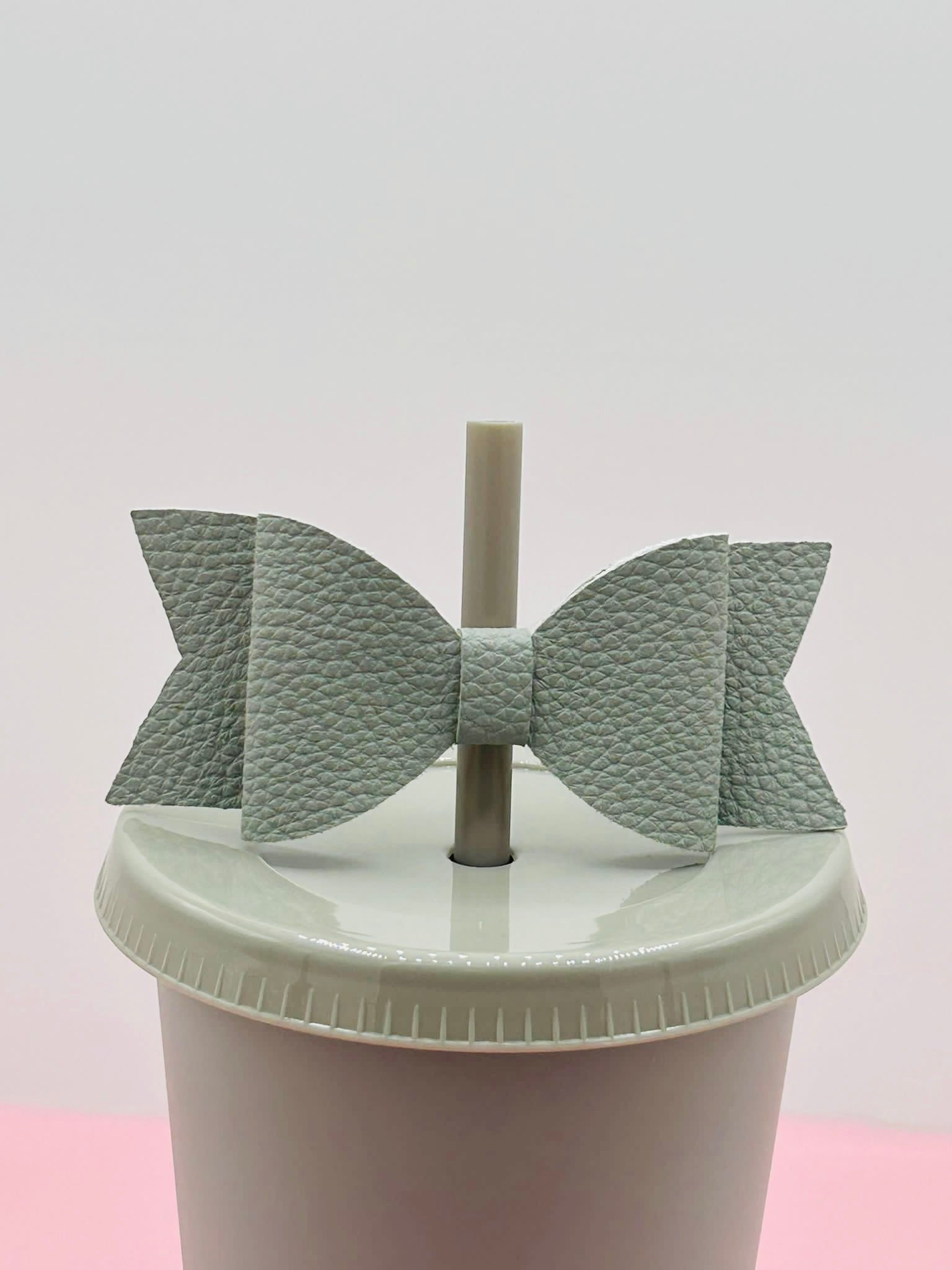 Bow Straw Topper - Faux Leather Grey image 0