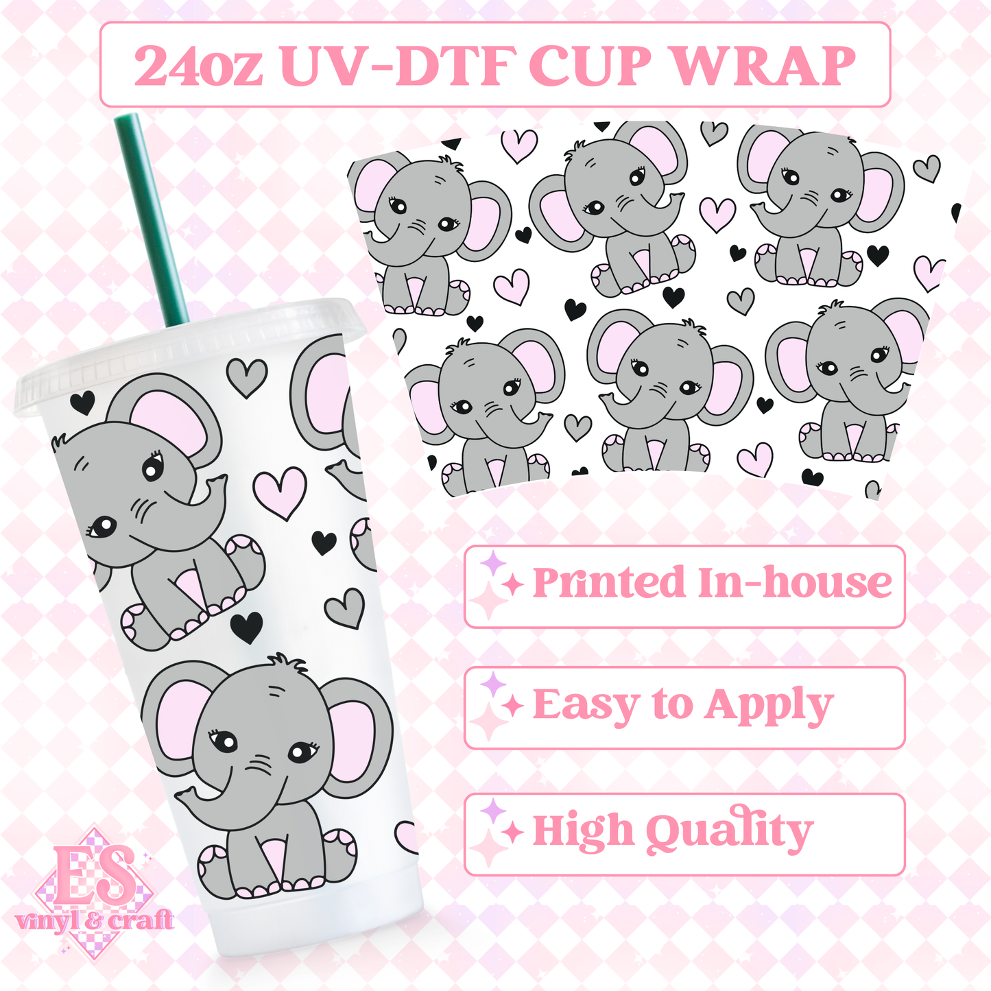 Elephant - UVDTF 24oz Cold Cup Wrap image 0