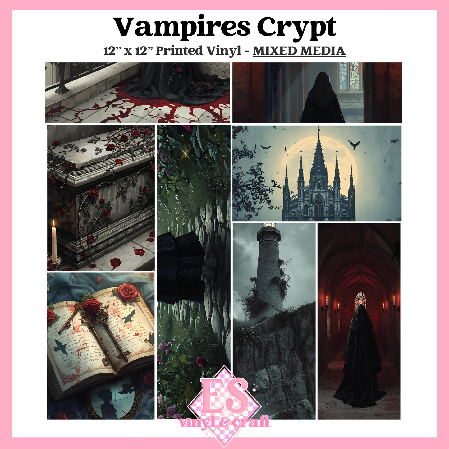Vampires Crypt - Mixed Media Vinyl - 12" x 12" Sheet image 0