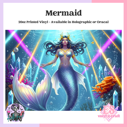 Mermaid - 20oz Printed Tumbler Self Adhesive Vinyl image 0