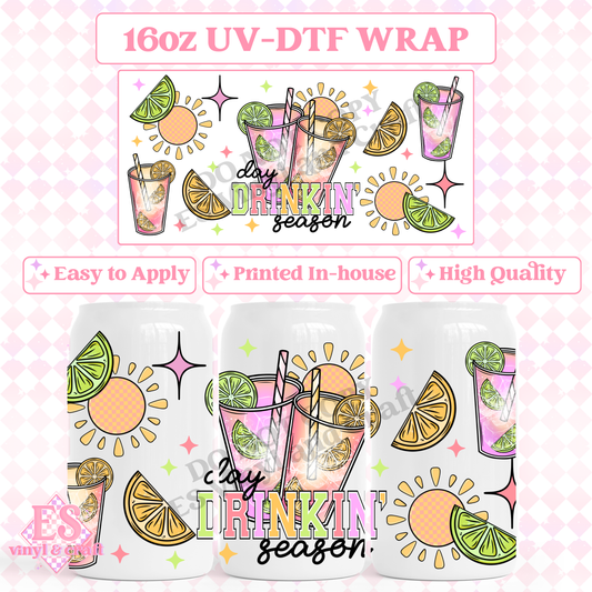 Day Drinkin' - 16oz Beer Can / Libbey UV-DTF Transfer image 0