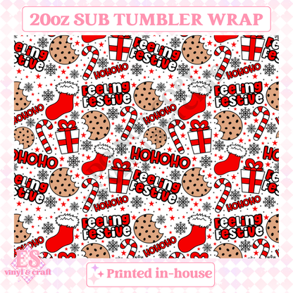 Feeling Festive - Full 20oz Tumbler Sublimation Ready Print image 1