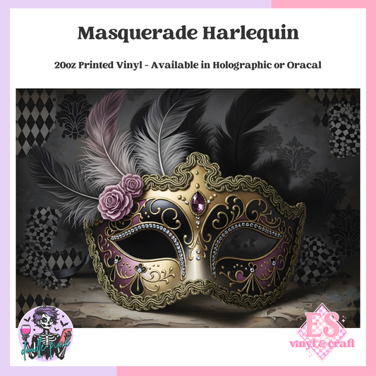 Masquerade Harlequin - 20oz Printed Tumbler Self Adhesive Vinyl image 0