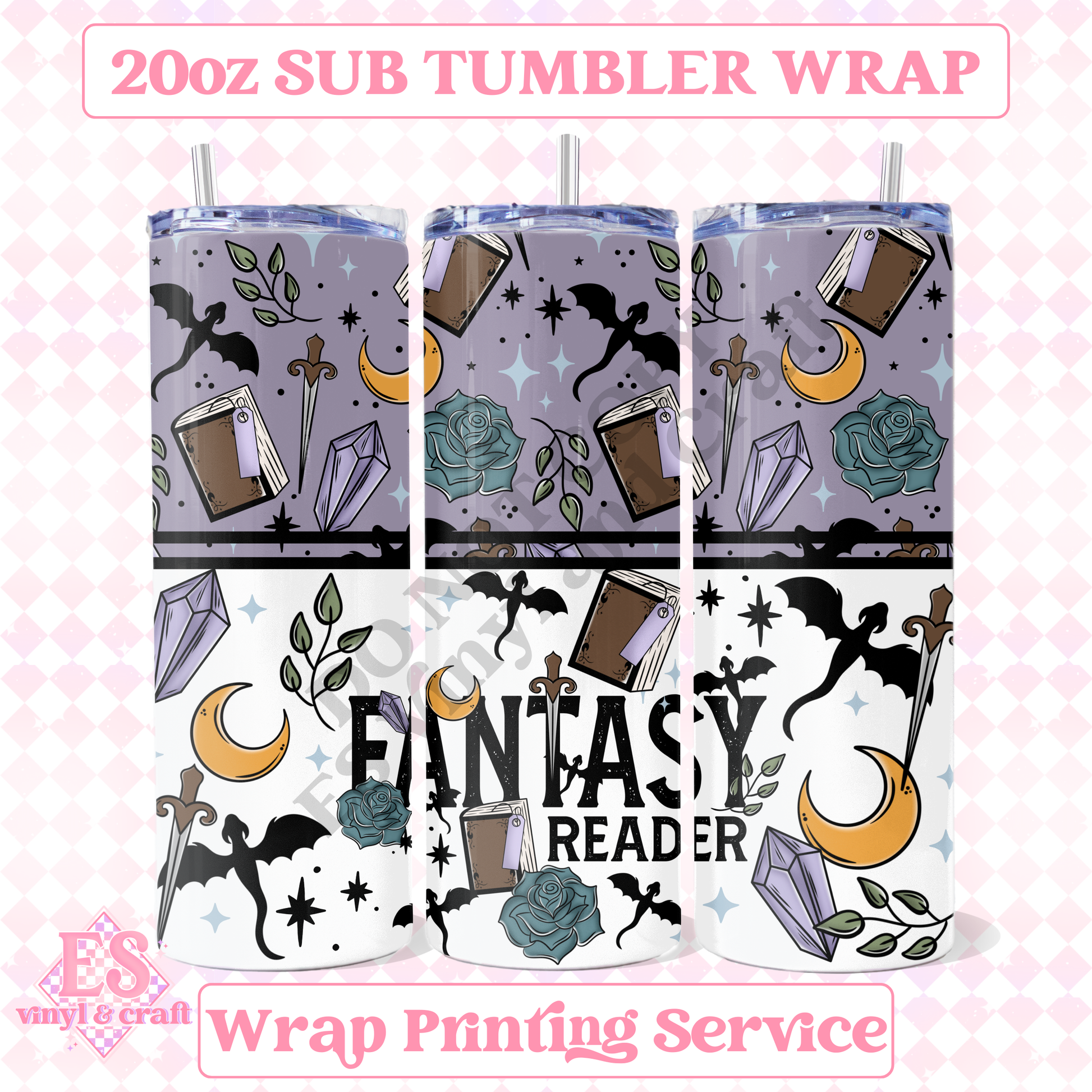 Fantasy Book Reader - Full 20oz Tumbler Sublimation Print image 0