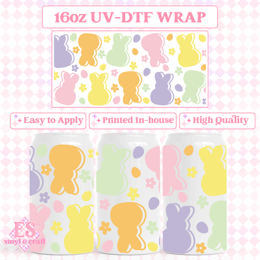 Pastel Bunnies - 16oz Beer Can / Libbey UV-DTF Transfer image 0