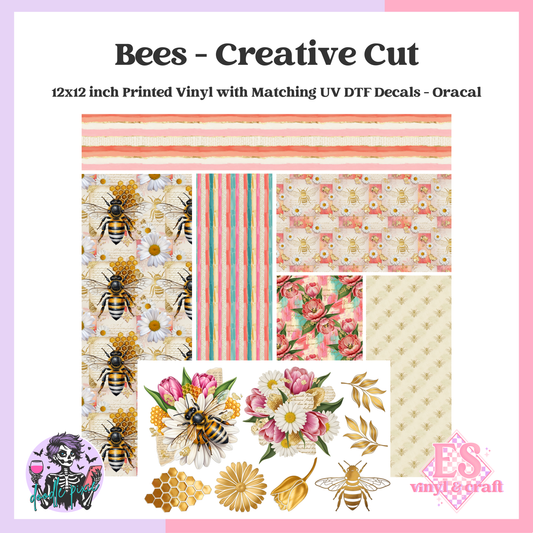 Bees - 12" x 12" Printed Vinyl and UVDTF Decal image 0