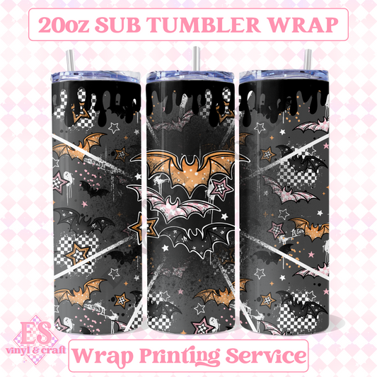 Grunge Bats - Full 20oz Tumbler Sublimation Print image 0