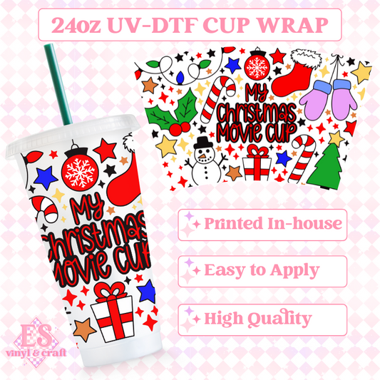My Christmas Movie Cup - UVDTF 24oz Cold Cup Wrap image 0