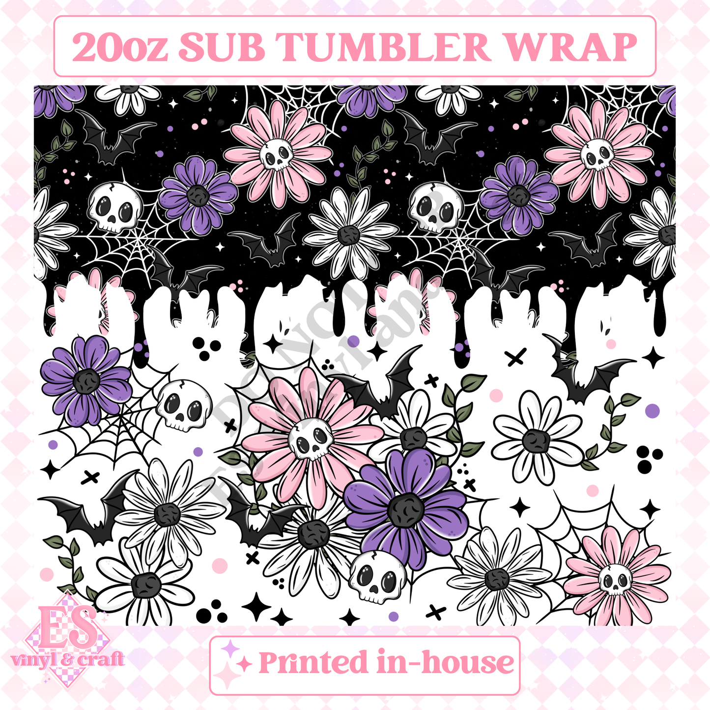 Skellie Floral - Full 20oz Tumbler Sublimation Print image 1