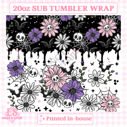 Skellie Floral - Full 20oz Tumbler Sublimation Print image 1
