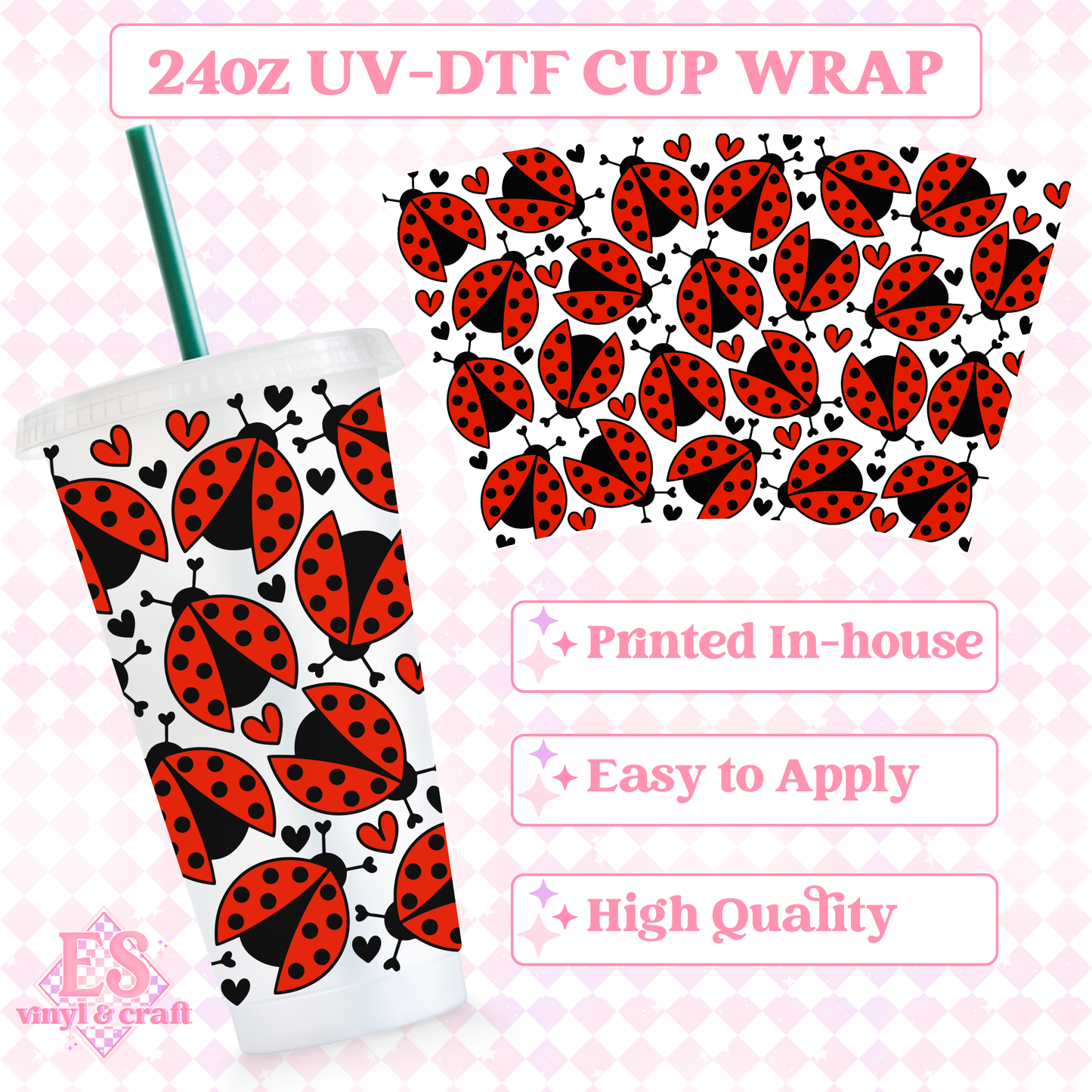 Red Ladybird - UVDTF 24oz Cold Cup Wrap image 0