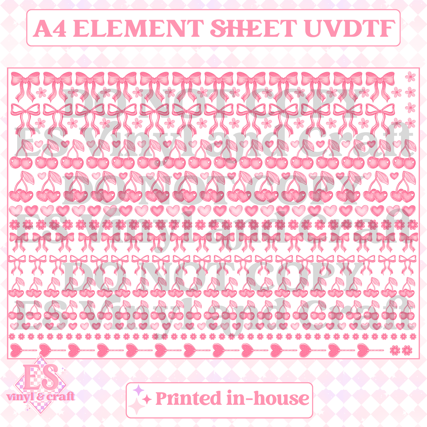 Love Bows Element Sheet (Smaller Blanks) - UVDTF (A4 Sheet) 210mm x 300mm image 0