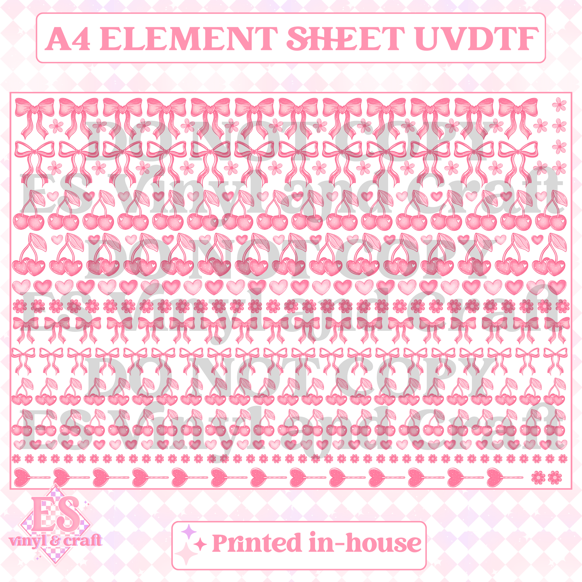 Love Bows Element Sheet (Smaller Blanks) - UVDTF (A4 Sheet) 210mm x 300mm image 0