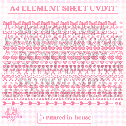 Love Bows Element Sheet (Smaller Blanks) - UVDTF (A4 Sheet) 210mm x 300mm image 0