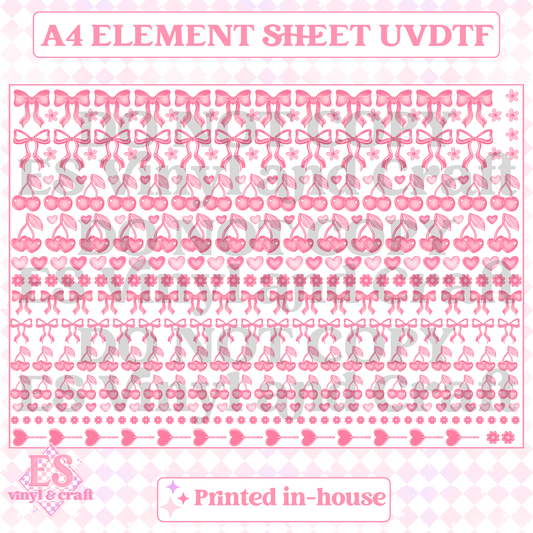 Love Bows Element Sheet (Smaller Blanks) - UVDTF (A4 Sheet) 210mm x 300mm image 0