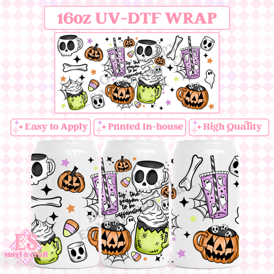 Tis the Season Caffeine - 16oz Beer Can / Libbey UV-DTF Transfer image 0