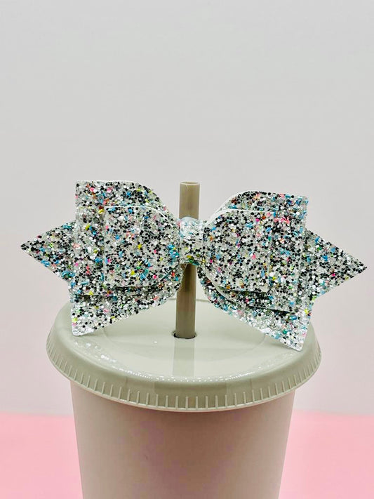 Bow Straw Topper - Silver image 0