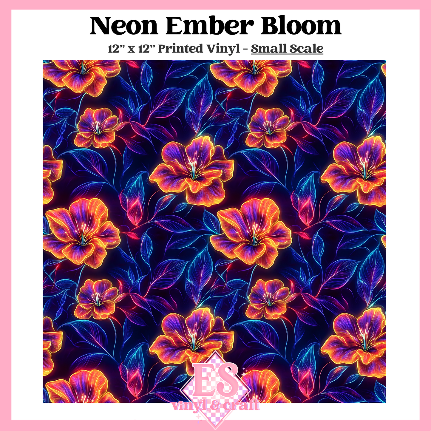Neon Ember Bloom - Small or Large Scale Options - 12" x 12" Sheet image 1