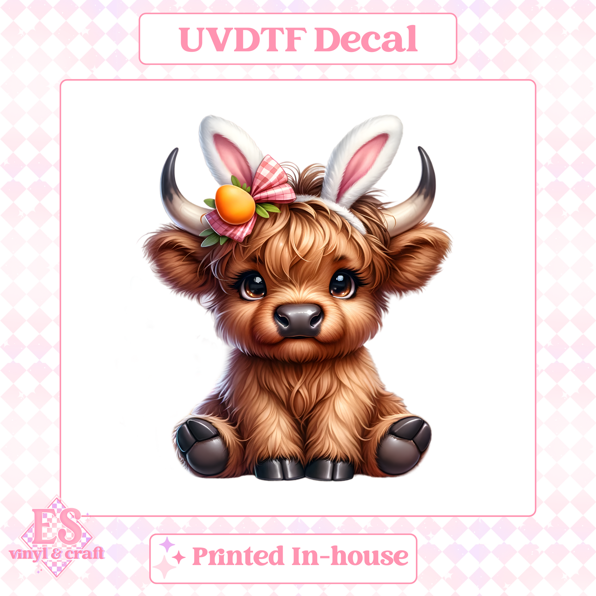 Easter Highland Cows - UV-DTF Decal Transfer image 2