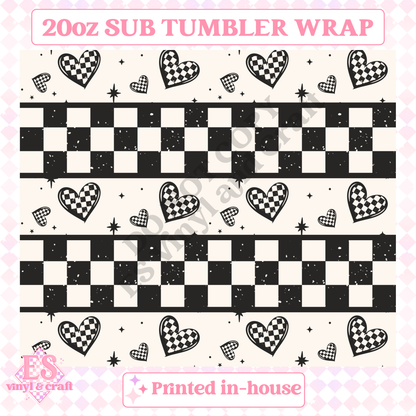 Checkered Hearts - Full 20oz Tumbler Sublimation Print image 1