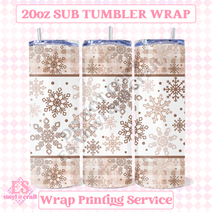 Tan Snowflakes - Full 20oz Tumbler Sublimation Ready Print image 0
