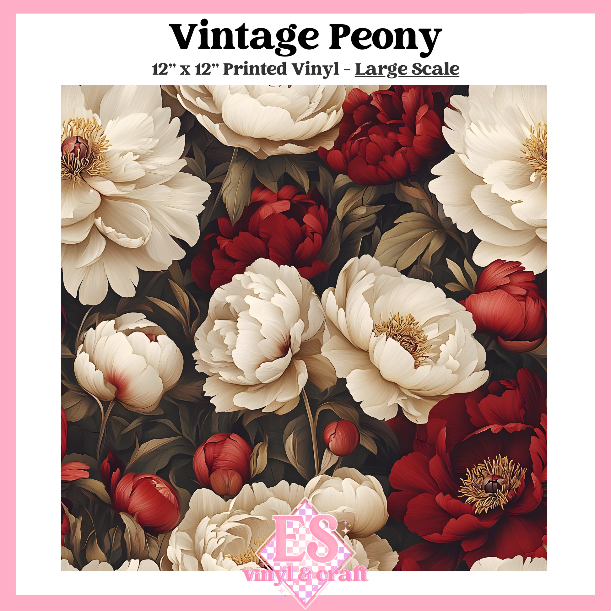 Vintage Peony - Small or Large Scale Options - 12" x 12" Sheet image 2