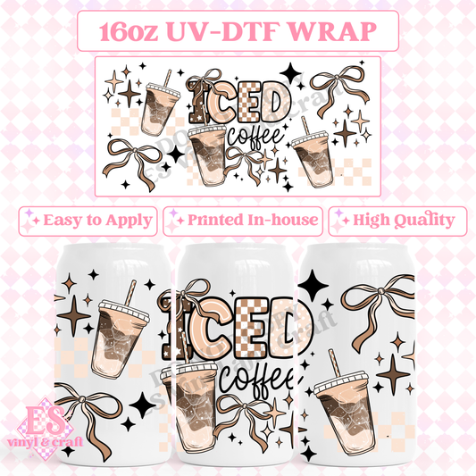 Iced Coffee Neutral - 16oz Beer Can / Libbey UV-DTF Transfer image 0