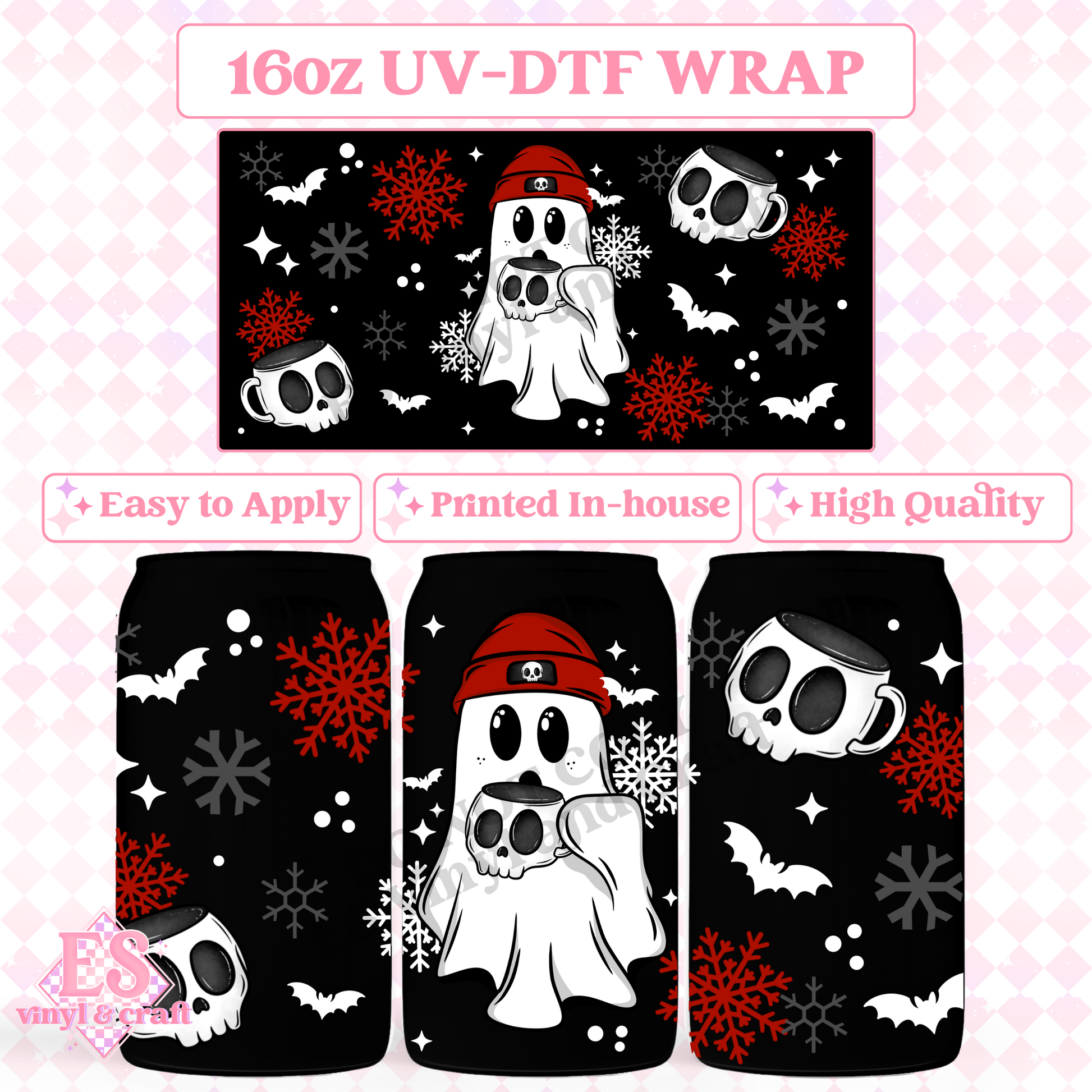 Winter Ghostie - 16oz Beer Can / Libbey UV-DTF image 0