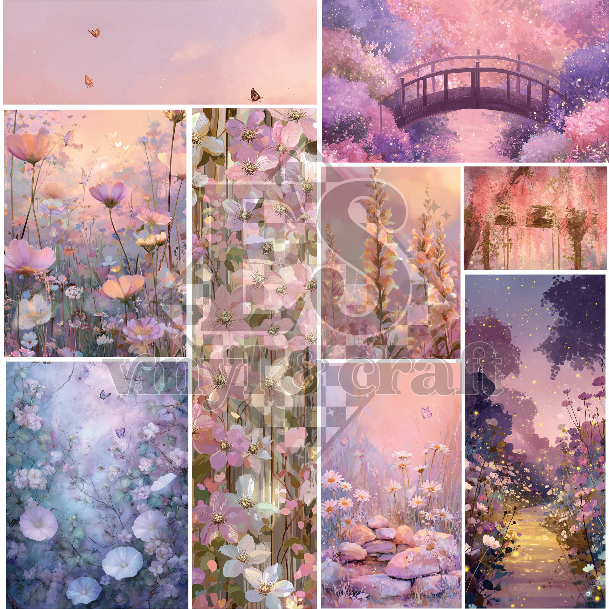 Sunset Garden - Mixed Media Vinyl - 12" x 12" Sheet image 1