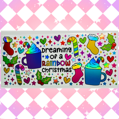 Rainbow Christmas - 16oz Beer / Libbey Can Wrap Holographic Vinyl image 1