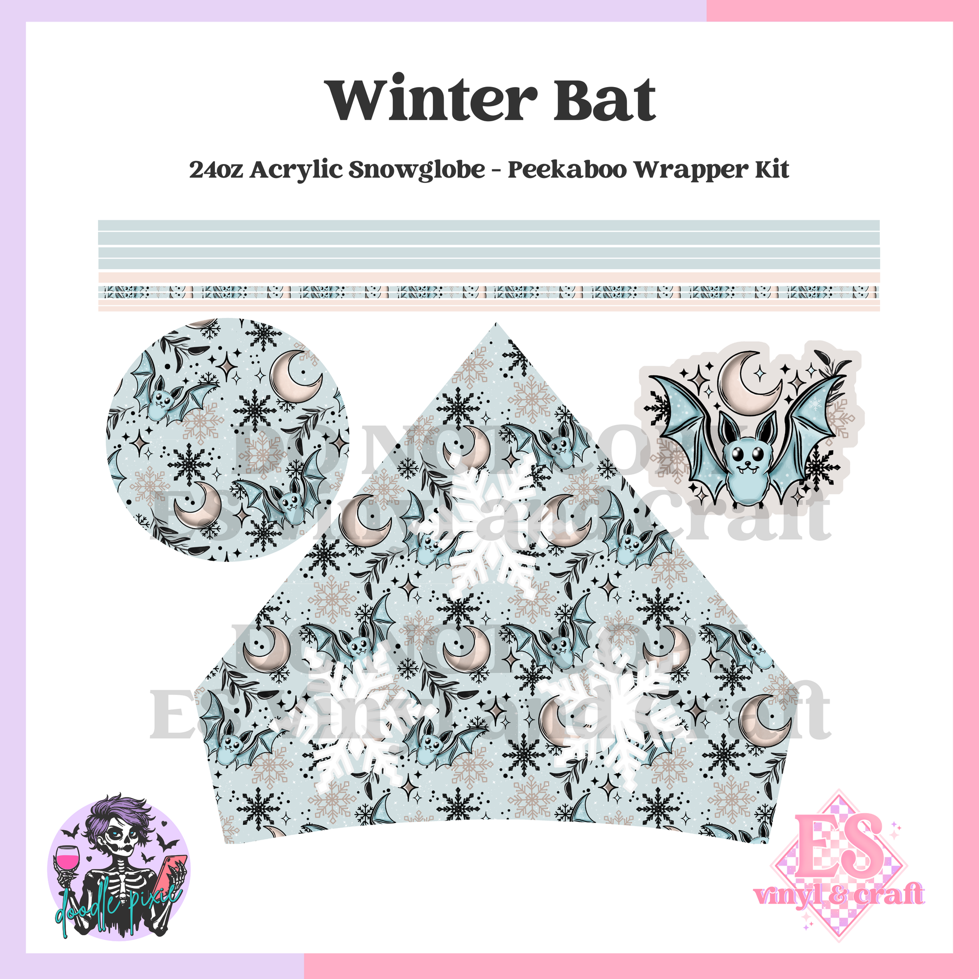 Winter Bat - 24oz Snowglobe Wrapper Kit image 1