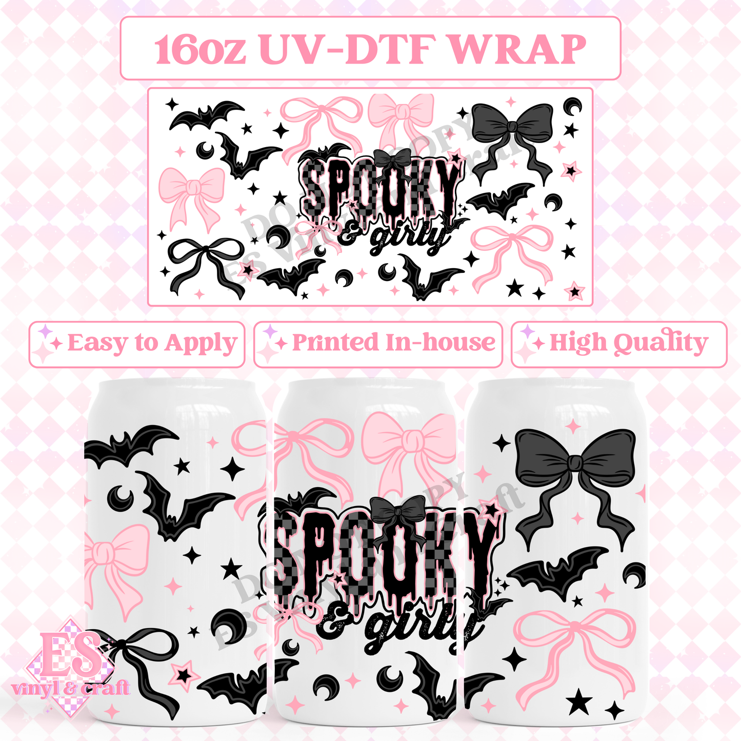 Spooky and Girly - 16oz Beer Can / Libbey UV-DTF Transfer image 0
