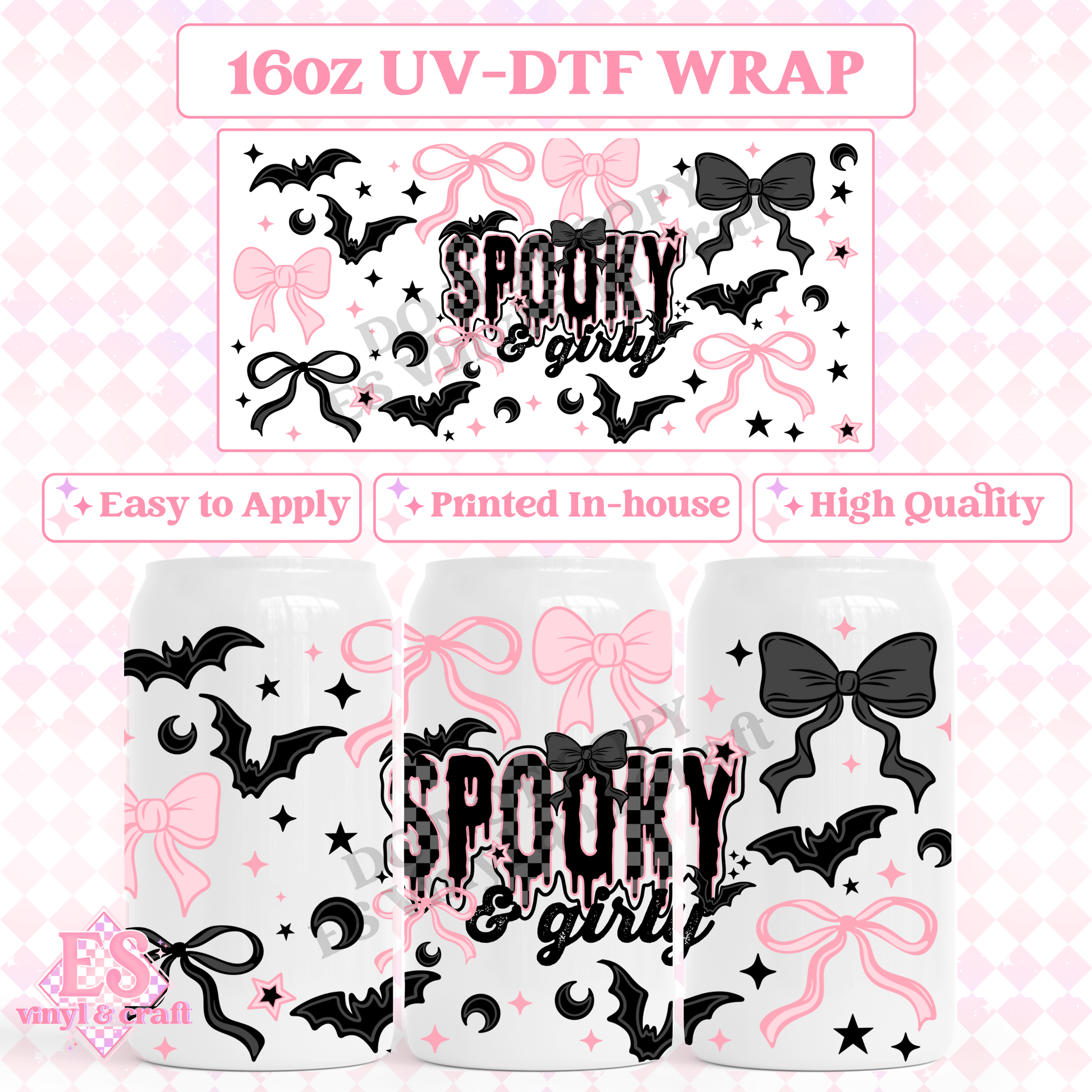 Spooky and Girly - 16oz Beer Can / Libbey UV-DTF Transfer image 0