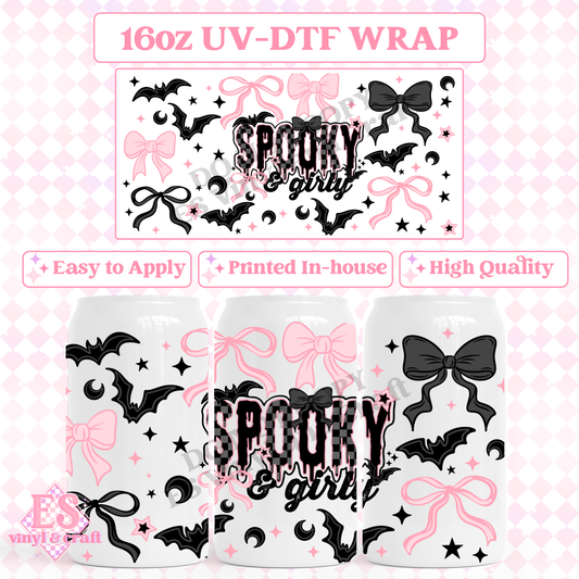 Spooky and Girly - 16oz Beer Can / Libbey UV-DTF Transfer image 0