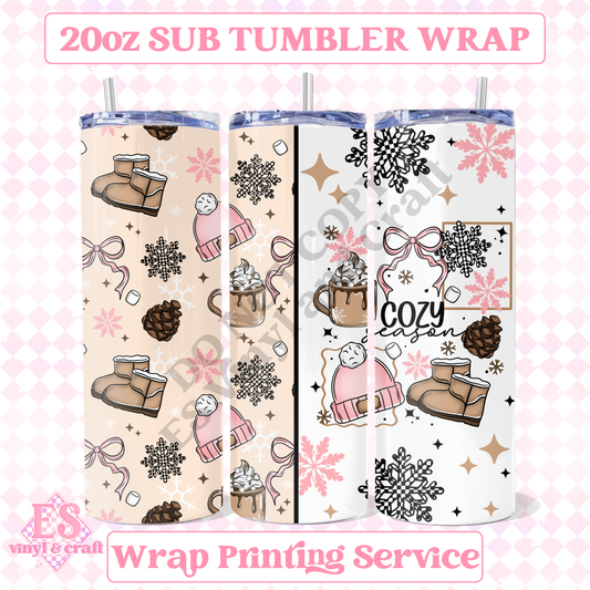 Pink Cozy Season - Full 20oz Tumbler Sublimation Print image 0