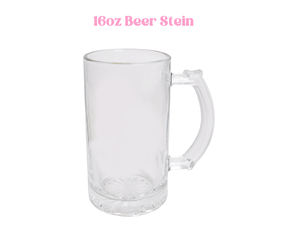 16oz Clear Glass Beer Stein Sublimation Ready image 0