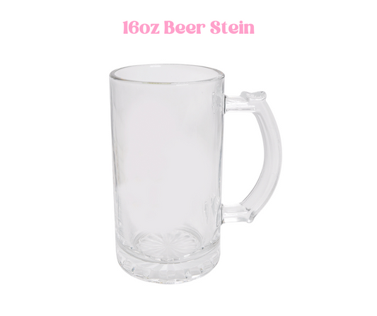 16oz Clear Glass Beer Stein Sublimation Ready image 0