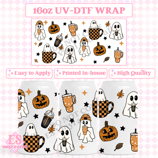 Autumn Ghosties - 16oz Beer Can / Libbey UV-DTF Transfer image 0