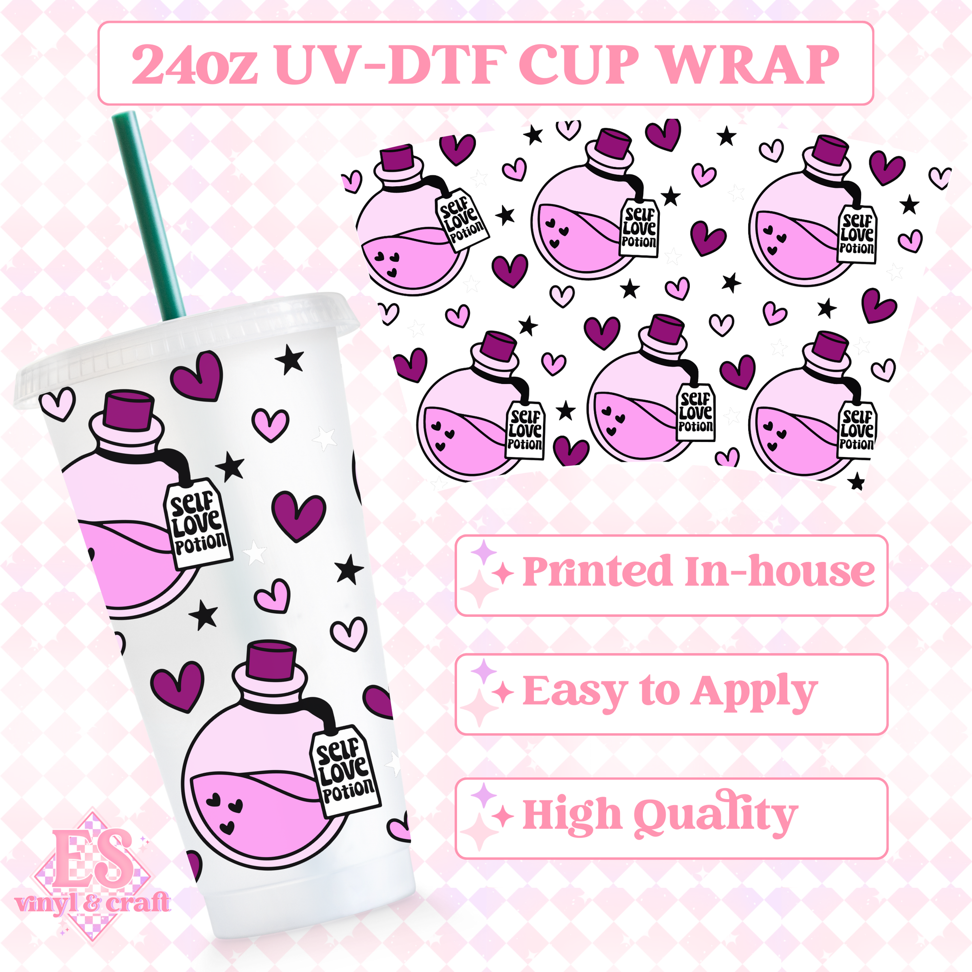 Self Love Potion - UVDTF 24oz Cold Cup Wrap image 0