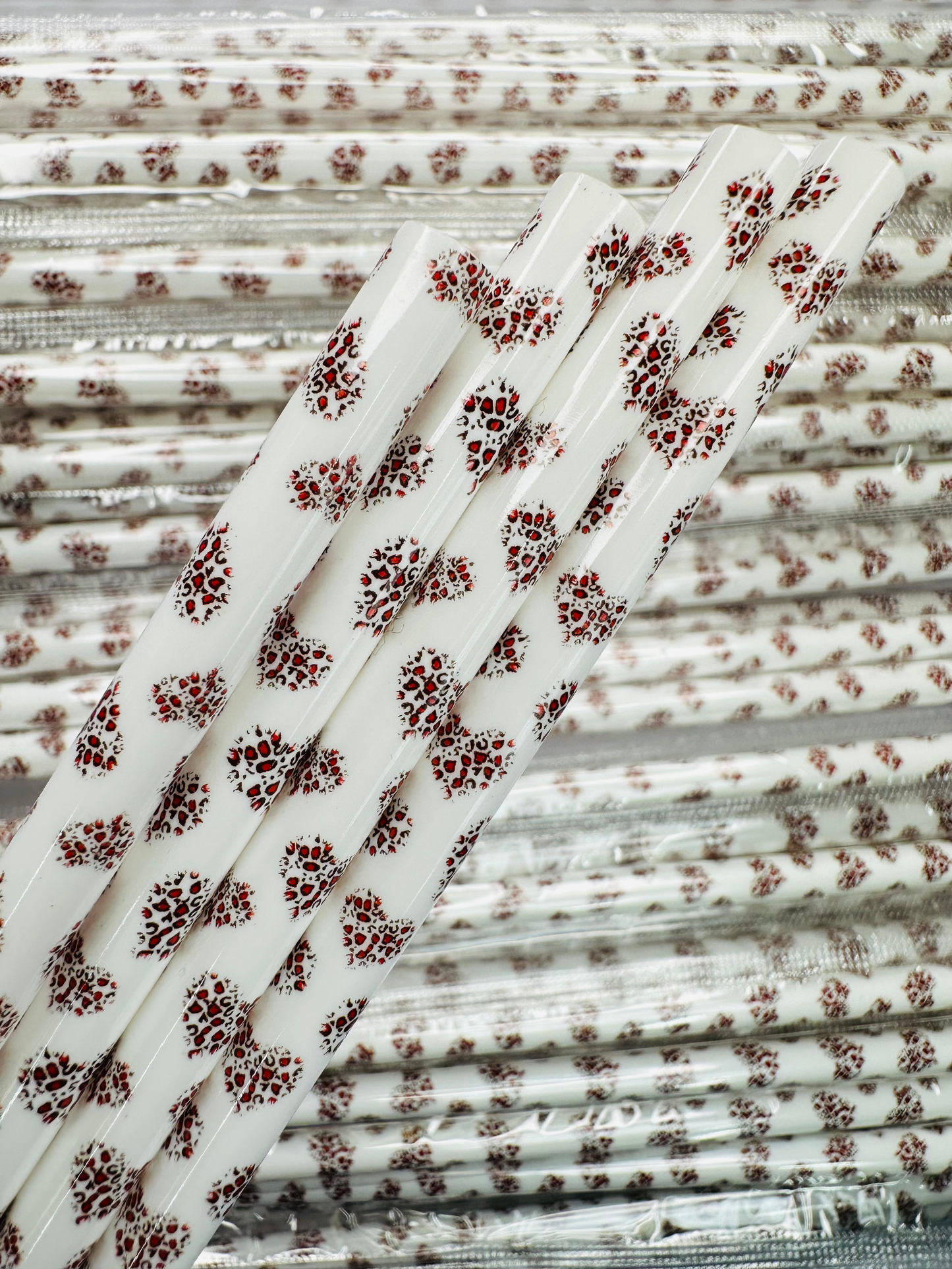 Leopard Hearts White Straw image 0