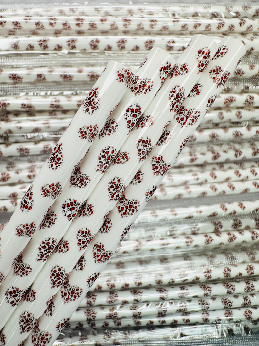 Leopard Hearts White Straw image 0